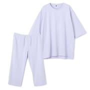 AOKI疲労回復ウェア・リカバリーケアプラス ゆったり五分袖Tシャツ&七分丈パンツ コットンブレンド ユニセックス(ラベンダー/LL) 2412001
