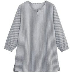 コットン100％ ゆる楽チュニック グレーストライプ M-L