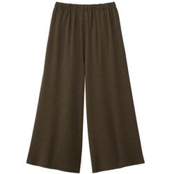 ゆったりサイズのリラックスワイドパンツ オリーブブラウン L