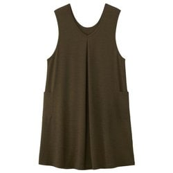 ゆったりサイズのジャンパースカート オリーブブラウン M