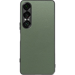 Xperia 1 VII 用 本革スマホケース/ストラップホール付き ダルグリーン WORK25XP-DG-SXP1V7