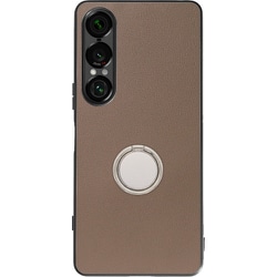 Xperia 1 VII 用 本革スマホケース/スタンド機能＆ストラップホール付き ラテブラウン WORK48XP-BN-SXP1V7
