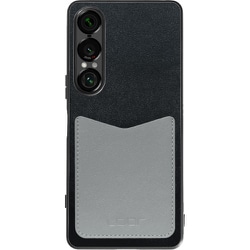 Xperia 1 VII 用 PUレザースマホケース/ストラップホール＆カードポケット付き ブラックグレー WORK49XP-BKGY-SXP1V7