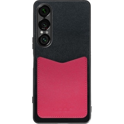 Xperia 1 VII 用 PUレザースマホケース/ストラップホール＆カードポケット付き ブラックピンク WORK49XP-BKPK-SXP1V7