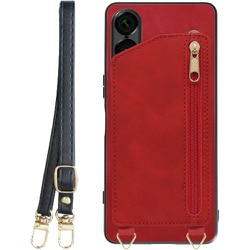 Xperia 1 VII 用 背面型スマホショルダーケース/ロングストラップ＆カードポケット付き ロイヤルレッド WORK54XP-RD-SXP1V7