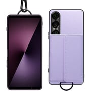 Xperia 1 VII 用 取り外し可能な小銭入れ付きスマホケース/本革/長さの違う2本のストラップ付属 ラベンダー WORK59XP-PL-SXP1V7