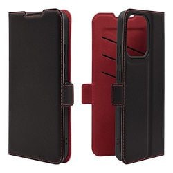 OPPO Reno14 5G用 手帳型ケース 薄型 カード入れ スタンド機能 衝撃吸収 シンプル サイドマグネット BK RD 9226OR14BSMBKR