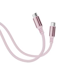 USB Type-C to C 柔らかケーブル USB2.0 アルミコネクタ PD100W対応 シリコンバンド付 1m パステルピンク FUSB-CCAC1810PK