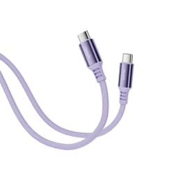 USB Type-C to C 柔らかケーブル USB2.0 アルミコネクタ PD100W対応 シリコンバンド付 1m ラベンダー FUSB-CCAC1810PU