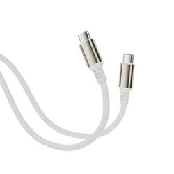 USB Type-C to C 柔らかケーブル USB2.0 アルミコネクタ PD100W対応 シリコンバンド付 1m クラシックホワイト FUSB-CCAC1810WH