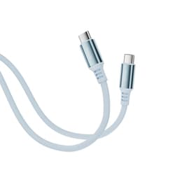 USB Type-C to C 柔らかケーブル USB2.0 アルミコネクタ PD100W対応 シリコンバンド付 2m スターシーブルー FUSB-CCAC1820BL