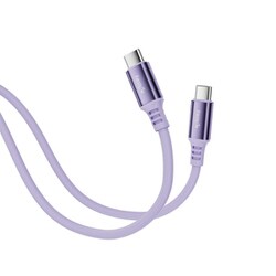 USB Type-C to C 柔らかケーブル USB2.0 アルミコネクタ PD100W対応 シリコンバンド付 2m ラベンダー FUSB-CCAC1820PU