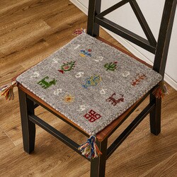 ギャッベ チェアパッド ヌメロ GABBEH 40x40 GY