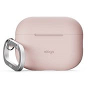 AirPods Pro 3用 ケース 耐衝撃 落下防止 カラビナ付 シリコンカバー ワイヤレス充電対応 SILICONE HANG CASE サンドピンク EL_A3PCSSCN3_SP