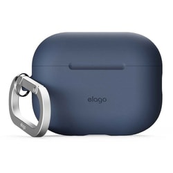 AirPods Pro 3用 ケース 耐衝撃 落下防止 カラビナ付 シリコンカバー ワイヤレス充電対応 SILICONE HANG CASE ジーンインディゴ EL_A3PCSSCN3_JI