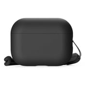 AirPods Pro 3用 ケース シリコン 耐衝撃 ハイブリッド 落下防止 ストラップ付 ワイヤレス充電対応 LIQUID HYBRID STRAP ブラック EL_A3PCSSCLV_BK