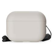 AirPods Pro 3用 ケース シリコン 耐衝撃 ハイブリッド 落下防止 ストラップ付 ワイヤレス充電対応 LIQUID HYBRID STRAP ストーン EL_A3PCSSCLV_ST