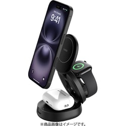 Qi2 3 in 1 ワイヤレス充電スタンド 15W ブラック WIZ034DQBK