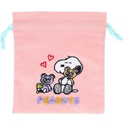 S2337479 [限定 サガラ刺繍巾着 スヌーピー＆カドリーベアーズ パステル]