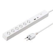 スリムタップ 縦横間自在に差し込み可能 AC×6/USB-C×1/USB-A×1 PD33W 1.5m 折りたたみ式プラグ ホワイト TAP-SLIM6UC-15W