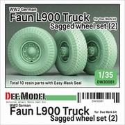 DW30081 1/35 WWII ドイツ FAUN L900大型トラック 自重変形タイヤセット #2 （ダスヴェルク用） [プラモデル用パーツ]