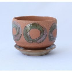 波佐見焼 手づくり植木鉢 赤土丸紋 3号 70195