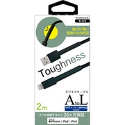 耐屈曲15万回 USB-A to Lightningケーブル ブレイデッド 2m ブラック NS-25BRAAL20-BK