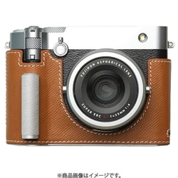 富士フィルム GFX100RF用 本革ケース クラシック メタルグリップ付 サドルタン/白ステッチ PTBG004