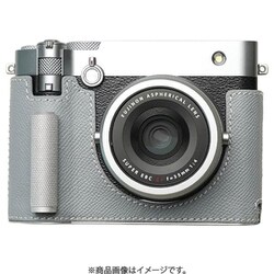 富士フィルム GFX100RF用 本革ケース クラシック メタルグリップ付 ライトブルー/白ステッチ PTBG005