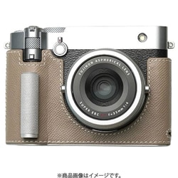 富士フィルム GFX100RF用 本革ケース クラシック メタルグリップ付 ベージュ/白ステッチ PTBG007