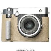 富士フィルム GFX100RF用 本革ケース クラシック メタルグリップ付 ライトベージュ/白ステッチ PTBG009