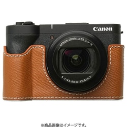 Canon PowerShot V1用 本革ケース クラシック サドルタン/白ステッチ PTBI004