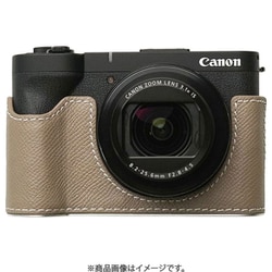 Canon PowerShot V1用 本革ケース クラシック ベージュ/白ステッチ PTBI007