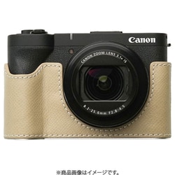 Canon PowerShot V1用 本革ケース クラシック ライトベージュ/白ステッチ PTBI009