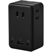 電源タップ コンセント ×3 USB Type-C ×2 USB-A ×1 ポート付き PSE適合 67W PD対応 MacBook WindowsPC iPhone Android スマホ充電対応 ブラック T-U09-3AC2BK