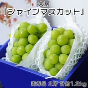 大房『シャインマスカット』 山梨県産ぶどう 青秀品 2房 計約1.2kg 化粧箱入 ※冷蔵 JAふえふき 201i12885 [ご注文受付は2025年9月30日（火）決済完了分まで]