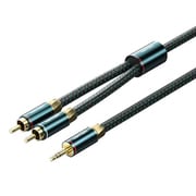 3.5mmステレオミニプラグ→RCA コットン編み オーディオ変換ケーブル グリーン 8m BC-1078