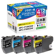 ブラザー LC412-4PK互換 4色セット(ブラック・シアン・マゼンタ・イエロー) 日本製リサイクルインク JIT-KB4124P