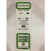 K 80EG144 エバーグリーン プラ棒 平棒 1.0mm厚 / 2.0mm幅 [プラモデル用品]