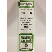 K 80EG153 エバーグリーン プラ棒 平棒 1.5mm厚 / 1.5mm幅 [プラモデル用品]