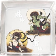 プレート アクセサリー トレー 皿 小皿 小物置き 角形 割れにくい 軽い コンパクト 食洗機対応 風神 雷神 和柄 日本土産 浮世絵 俵屋宗達 クリア 幅12×奥行12×高さ1.6cm 日本製 PTC-120S
