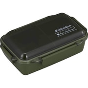 ランチボックス 弁当箱 1段 500ml 抗菌 Ag 電子レンジ対応 食洗機対応 ふわっと盛れる 4点ロック 仕切り付き カーキ 幅18.7×奥行11.9×高さ6.3cm 日本製 PCD-500