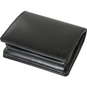 日本製牛革コンパクト財布 ブラック/水シボ MF-9267