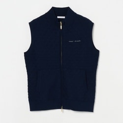 ゴルフウェアレディース L 柄ニットフルジップベスト ベスト M ネイビー 002-14971-40-098