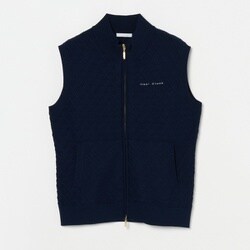 ゴルフウェアレディース L 柄ニットフルジップベスト ベスト L ネイビー 002-14971-42-098