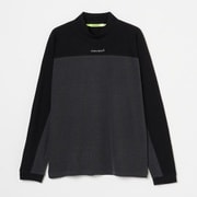 ゴルフウェアメンズ M-キモノスリーブモック シャツ長袖 XL ブラック 011-24011-52-019