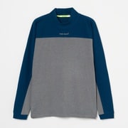 ゴルフウェアメンズ M-キモノスリーブモック シャツ長袖 M ブルー 011-24011-48-095