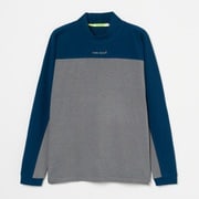 ゴルフウェアメンズ M-キモノスリーブモック シャツ長袖 L ブルー 011-24011-50-095