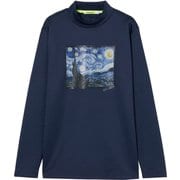 ゴルフウェアメンズ M-ビバアート長袖モック シャツ長袖 L ネイビー 011-24911-50-098