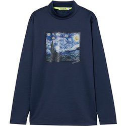 ゴルフウェアメンズ M-ビバアート長袖モック シャツ長袖 XL ネイビー 011-24911-52-098